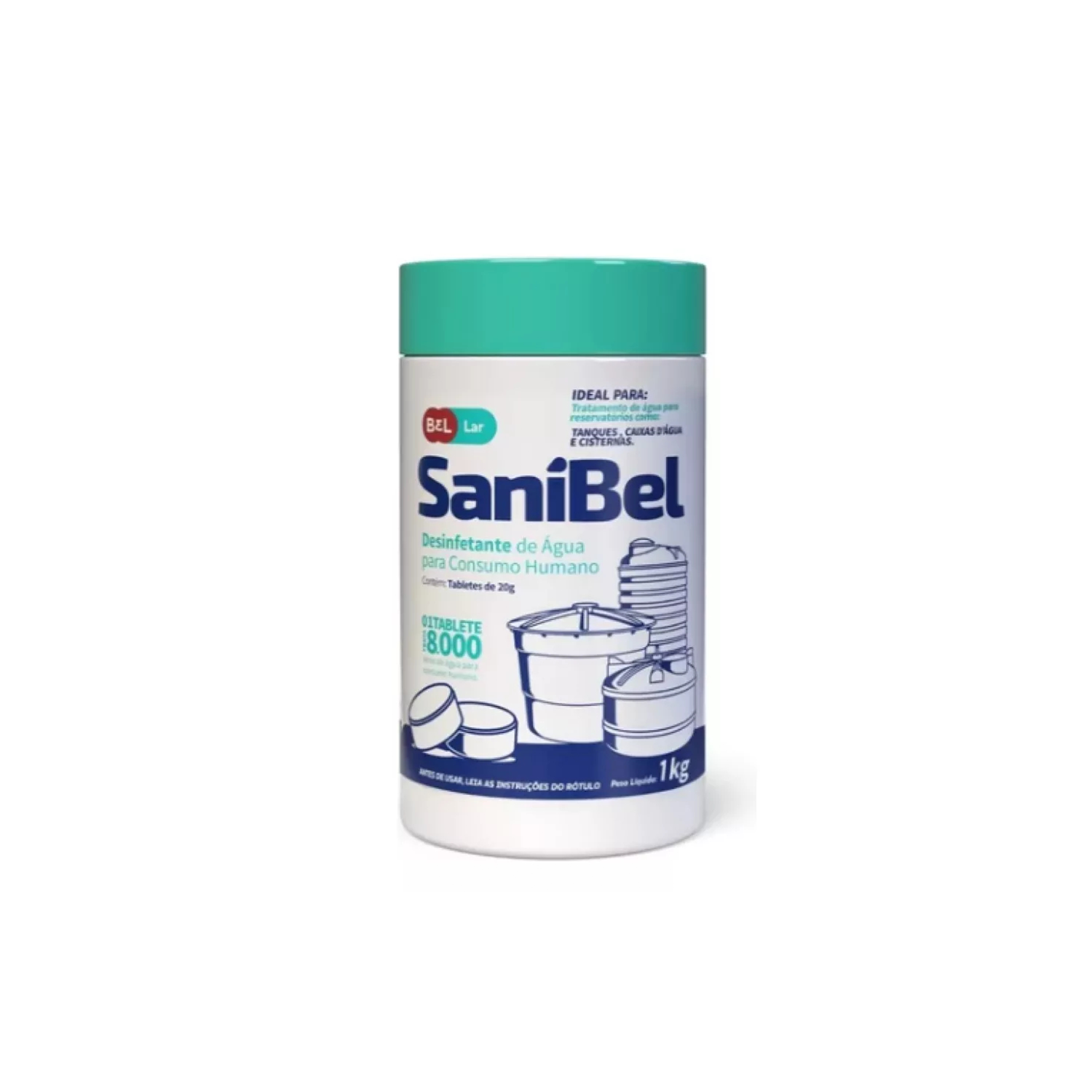 CLORO PARA CONSUMO HUMANO -SANIBEL 50 TABLETES 20 GR CADA POTE 1KG 