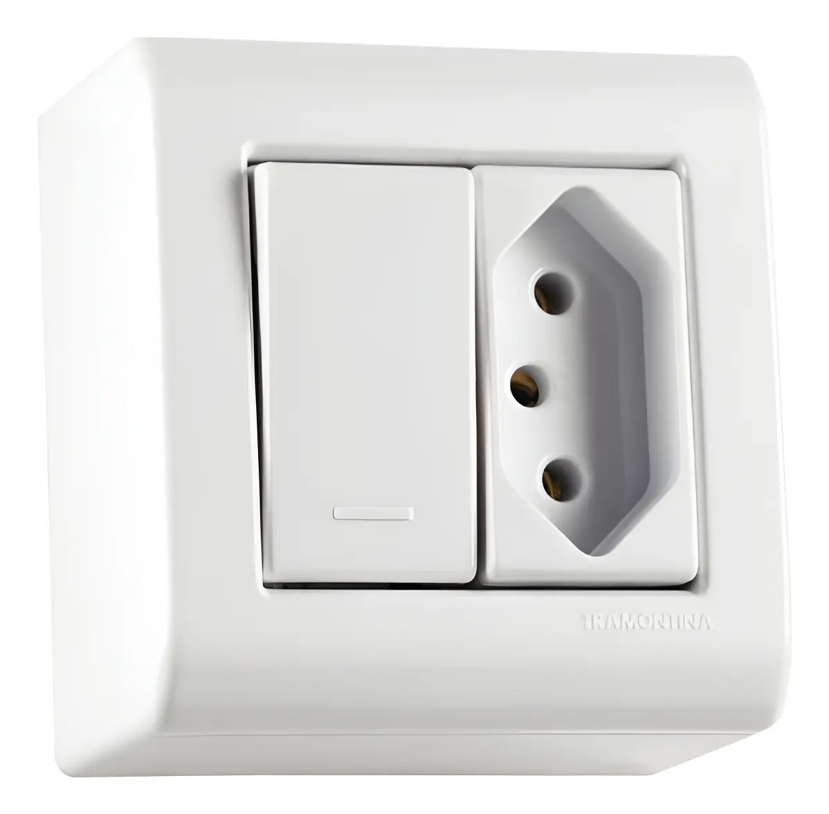 Interruptor Simples + Tomada 20A Sobrepor Lizflex Branco Tramontina