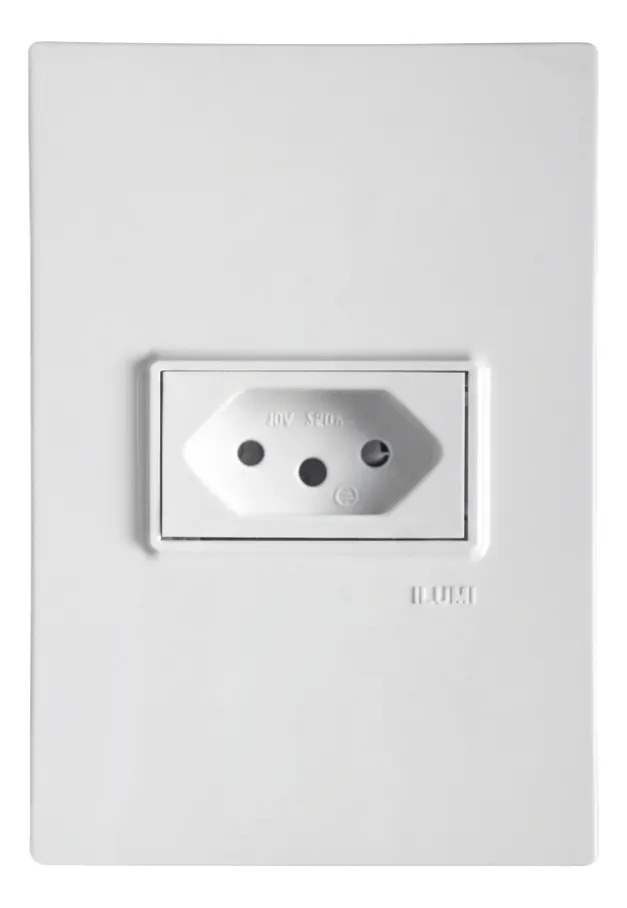 Tomada Simples 10A VIVAZ Branca Parede Completa 4x2 Ilumi