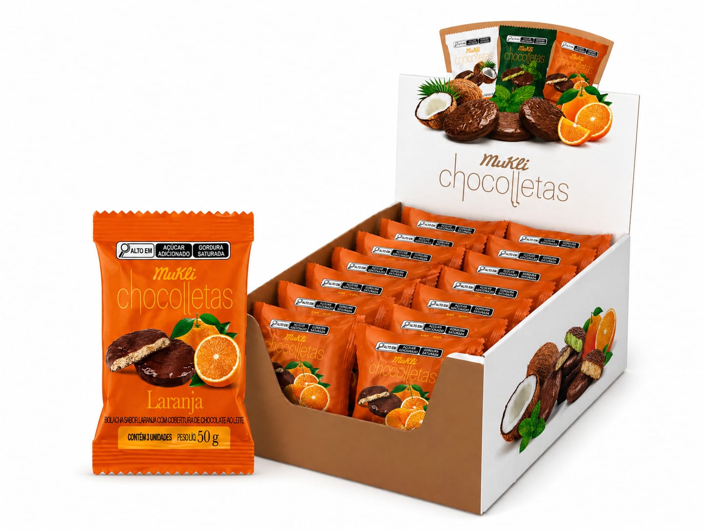 Chocolletas Laranja |Display com 14 unid|