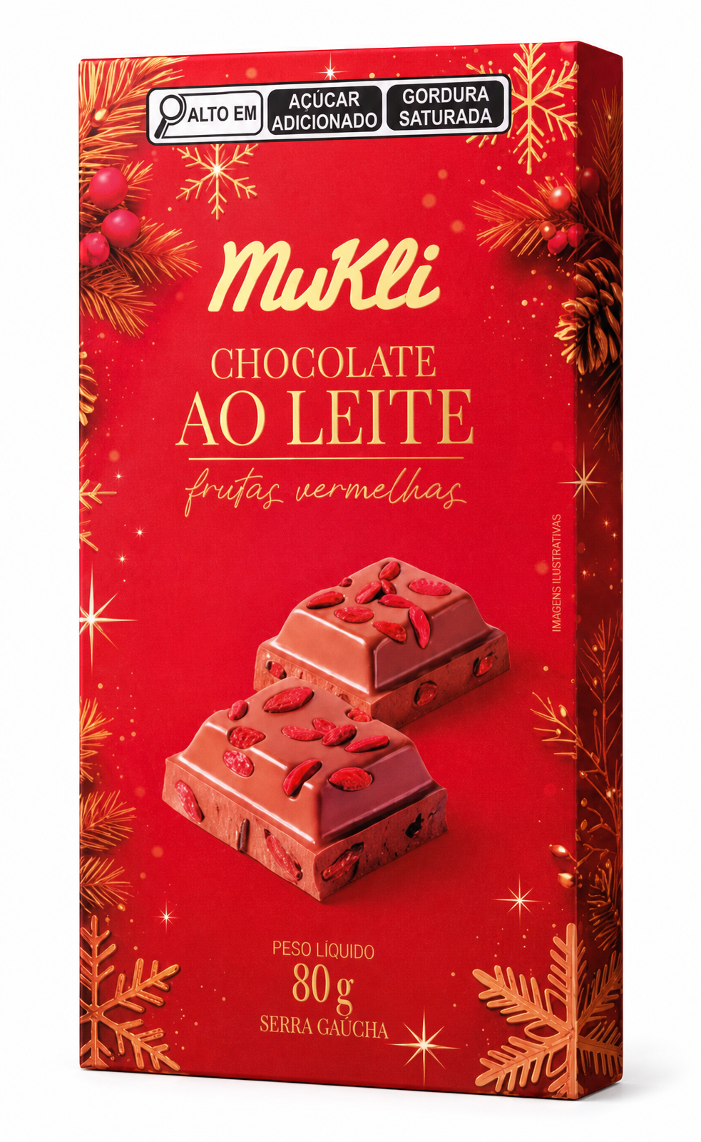 Chocolate Ao Leite com Frutas Vermelhas 80g |Display com 8 unid|