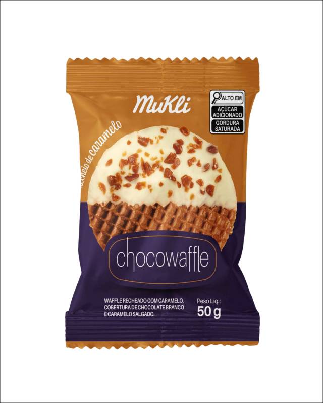 Chocowaffle Branco com Caramelo Salgado |Display com 12 unid|