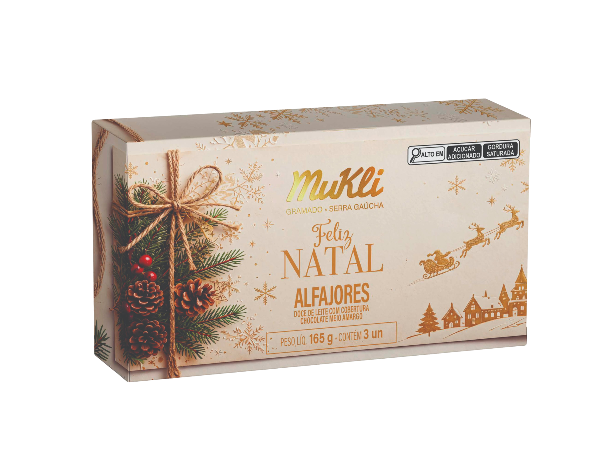 Caixa 3 Alfajores Natal (Bege)
