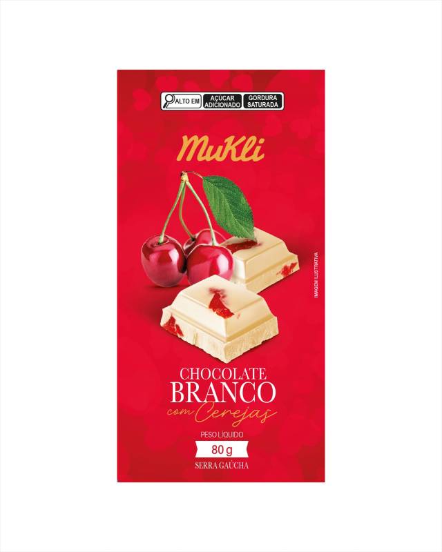Chocolate Branco com Cerejas 80g |Display com 8 unid|