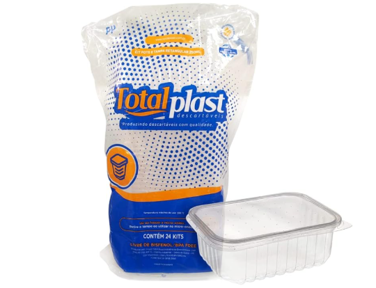 Kit Pote E Tampa 250Ml Retangular Totalplast