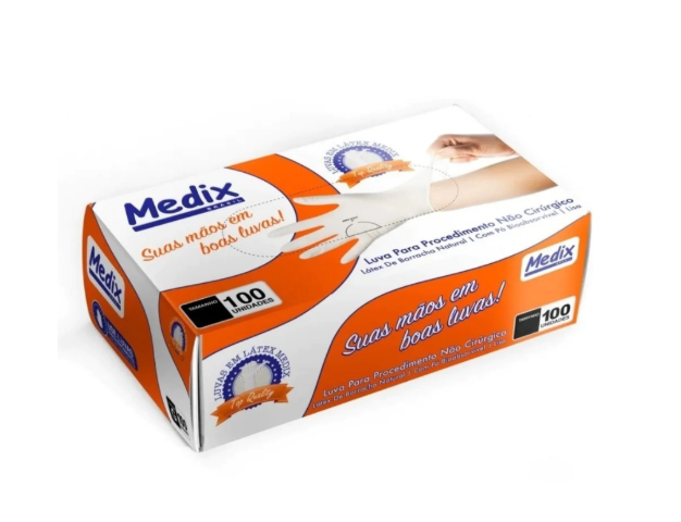 Luva de Látex com Pó Medix - 100 Unidades CA 27785