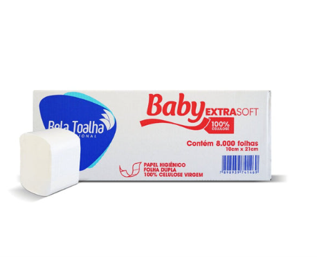 Papel Higiênico Interfolhado Cai-Cai folha dupla Baby com 8.000 folhas