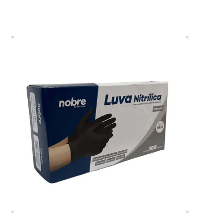 Luva Nitrilica Preta Premium | Sem Pó Nobre TAM M