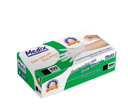 Luva Látex Sem Pó Medix Brasil - Caixa com 100 un TAM G