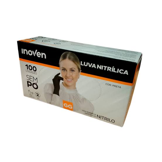 LUVA NITRILICA PRETA GG C/ 100 - INOVEN