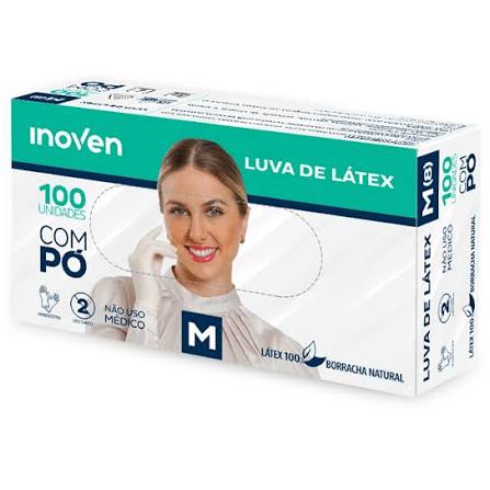 LUVA DE LATEX C/ PO M C/ 100 - INOVEN