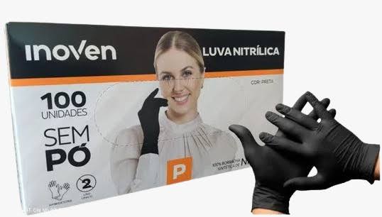 LUVA NITRILICA PRETA P C/ 100 - INOVEN