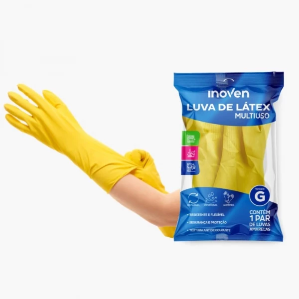 LUVA LATEX AMARELA G  - INOVEN