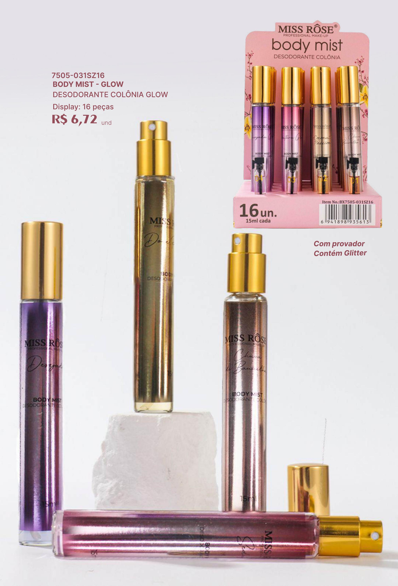 Body Mist Glow - Desodorante Colonia Glow (contem glitter) 7505-031SZ16 un6.72 cx16
