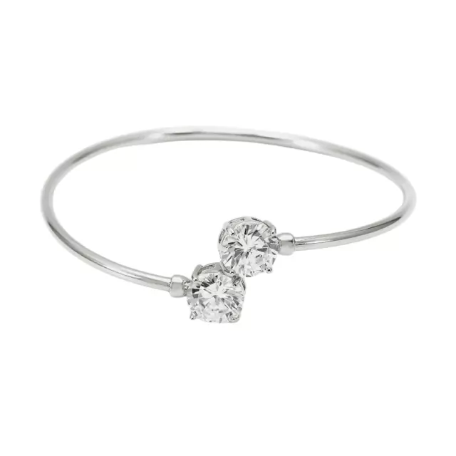 Bracelete Ponteira Banhado a Ródio Branco