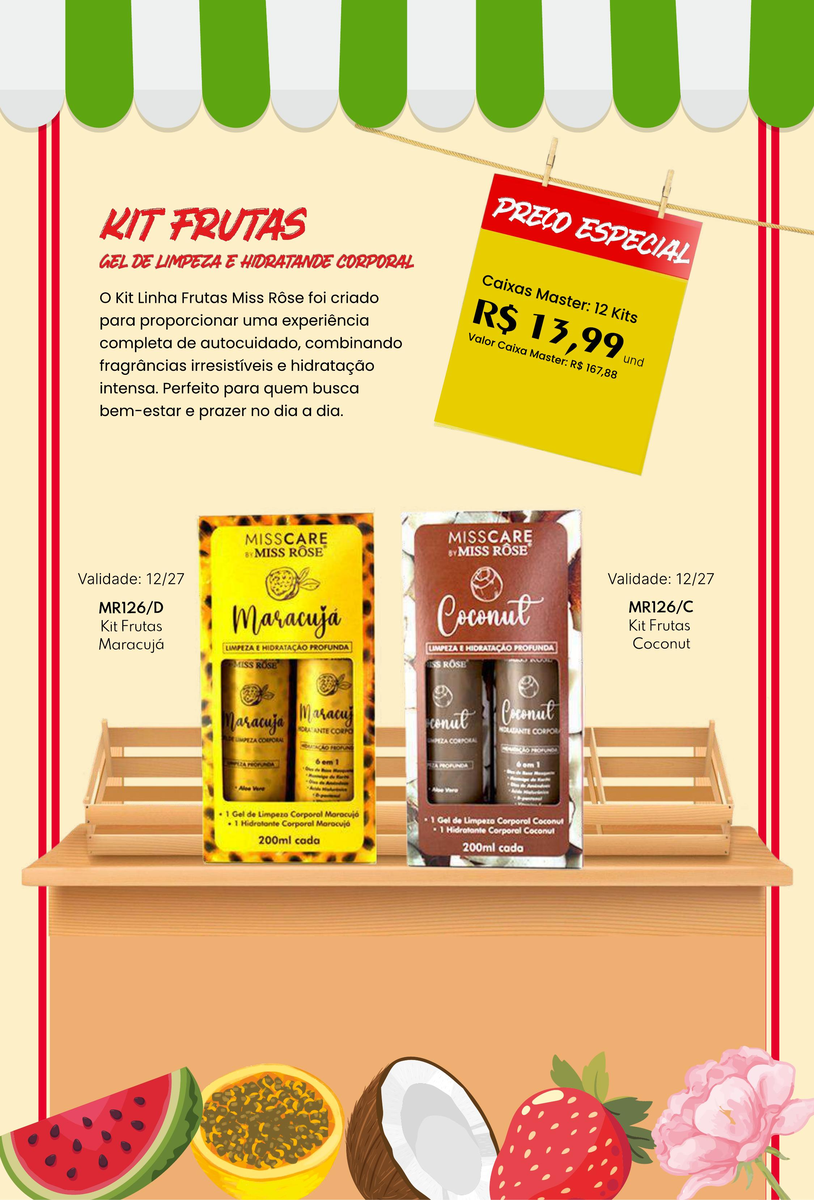 Kit Frutas (Gel de Limpeza + Hidratante Corporal) MR126 un13.99 cx12