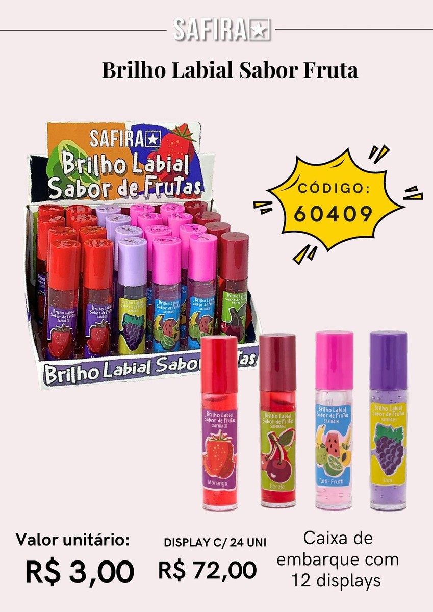 Brilho Labial Sabor Fruta 60409 un3.00 cx24