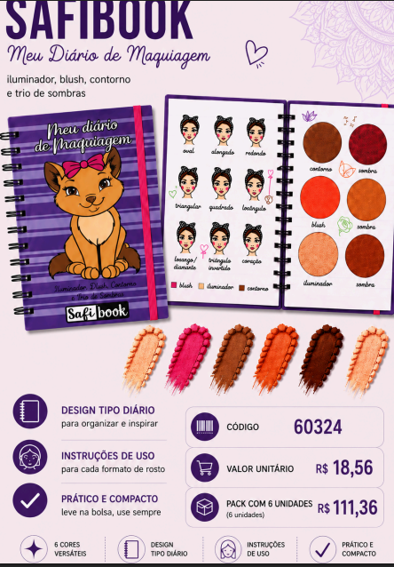 Safi Book - Meu Diario de Maquiagem (Gatinho) 60324 un18.56 cx6