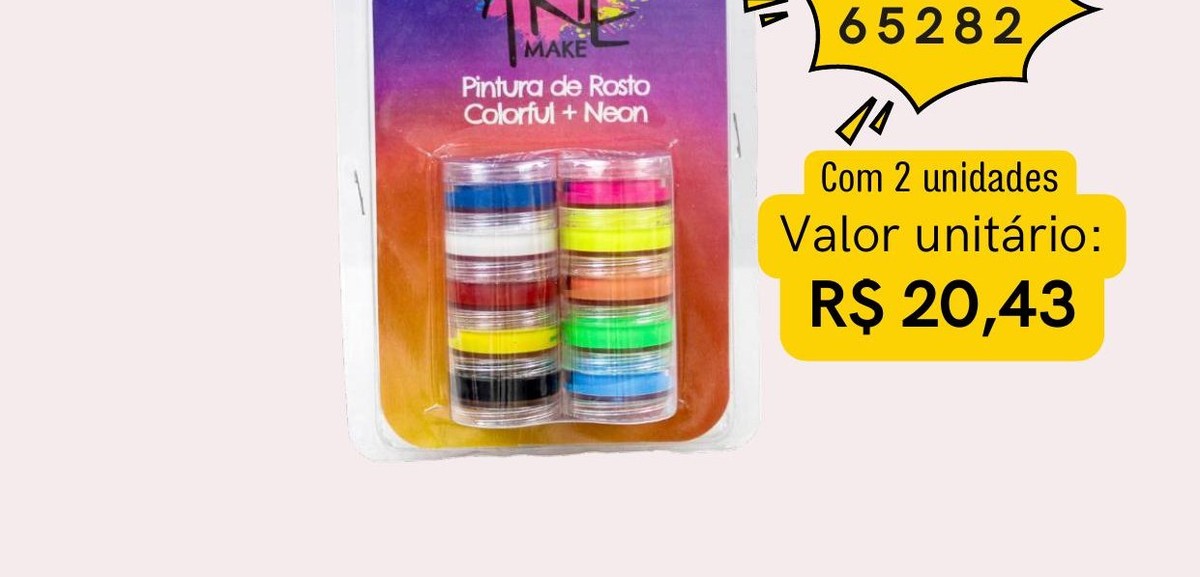 Arte Make - Pintura de Rosto Colorful+Neon 65282 un20.43 cx2
