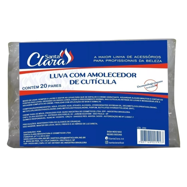 Luva com Amolecedor de Cutícula c/20 uni Santa Clara 2592