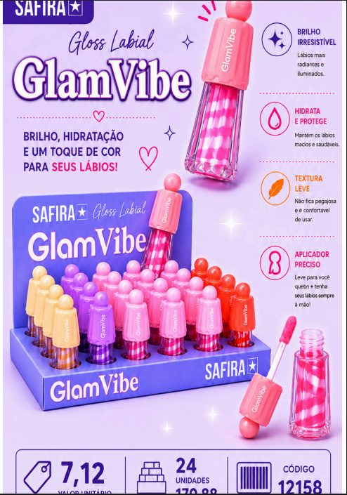 Gloss Labial GlamVibe 12158 un7,12 cx24