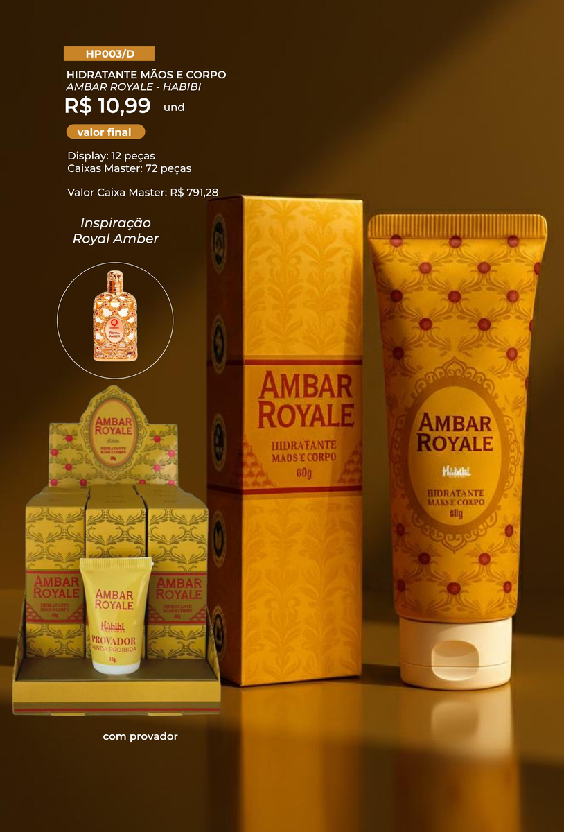 Hidratante Mãos e Corpo Ambar Royale HP003/D un10.99 cx72