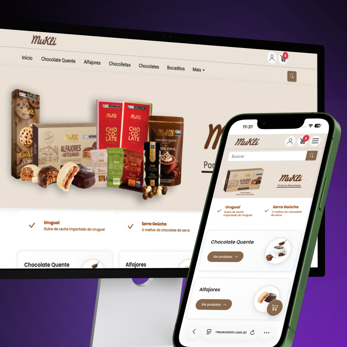 Portal de pedidos da Mukli Alfajores e Chocolates