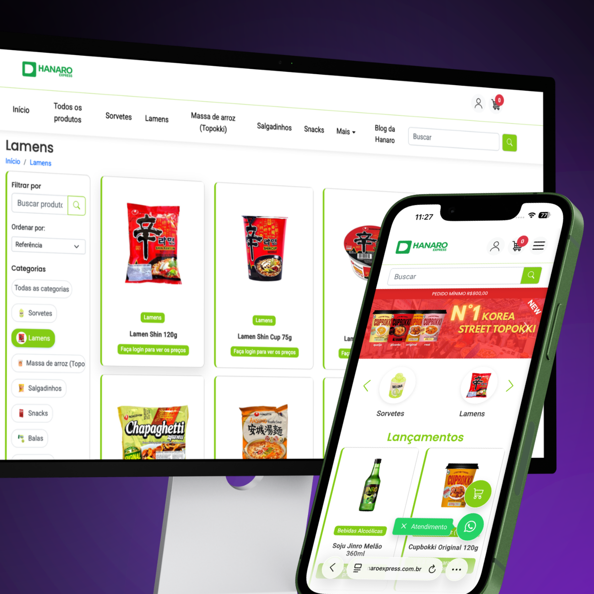 Portal de pedidos da Hanaro Express