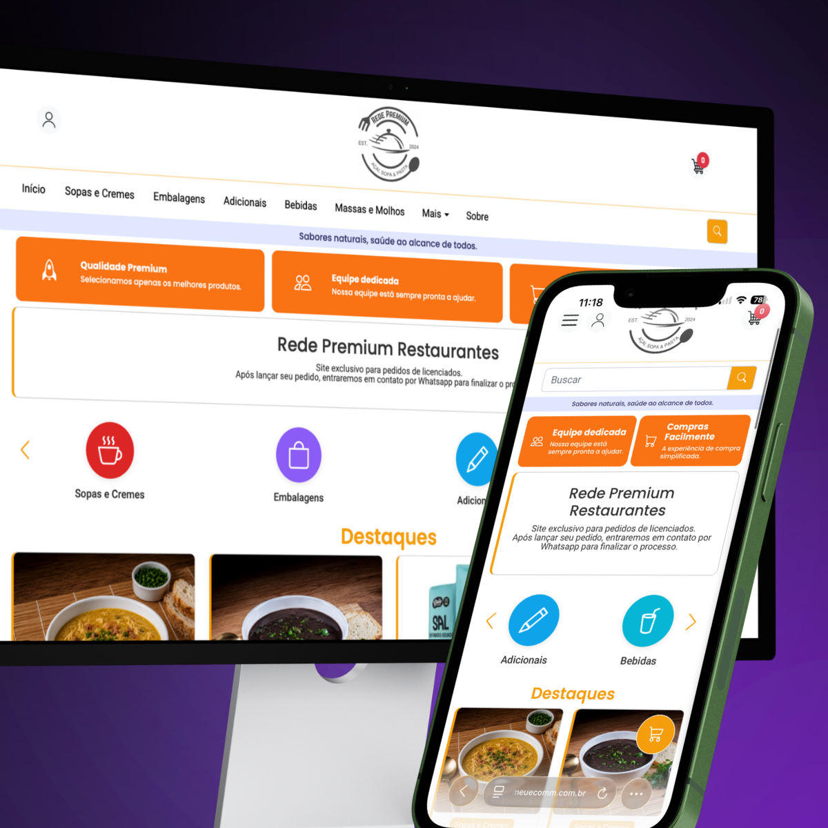 Portal de pedidos da Rede Premium Restaurantes